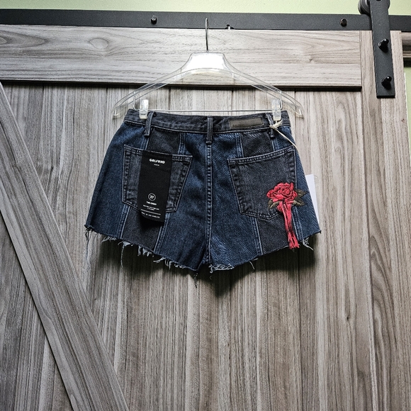 GRLFRND'CINDY' ROSE EMBROIDERED PANELLED DENIM SHORTS - Picture 4 of 16